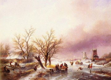  invernal Pintura - Un paisaje invernal Jan Jacob Coenraad Spohler arroyo